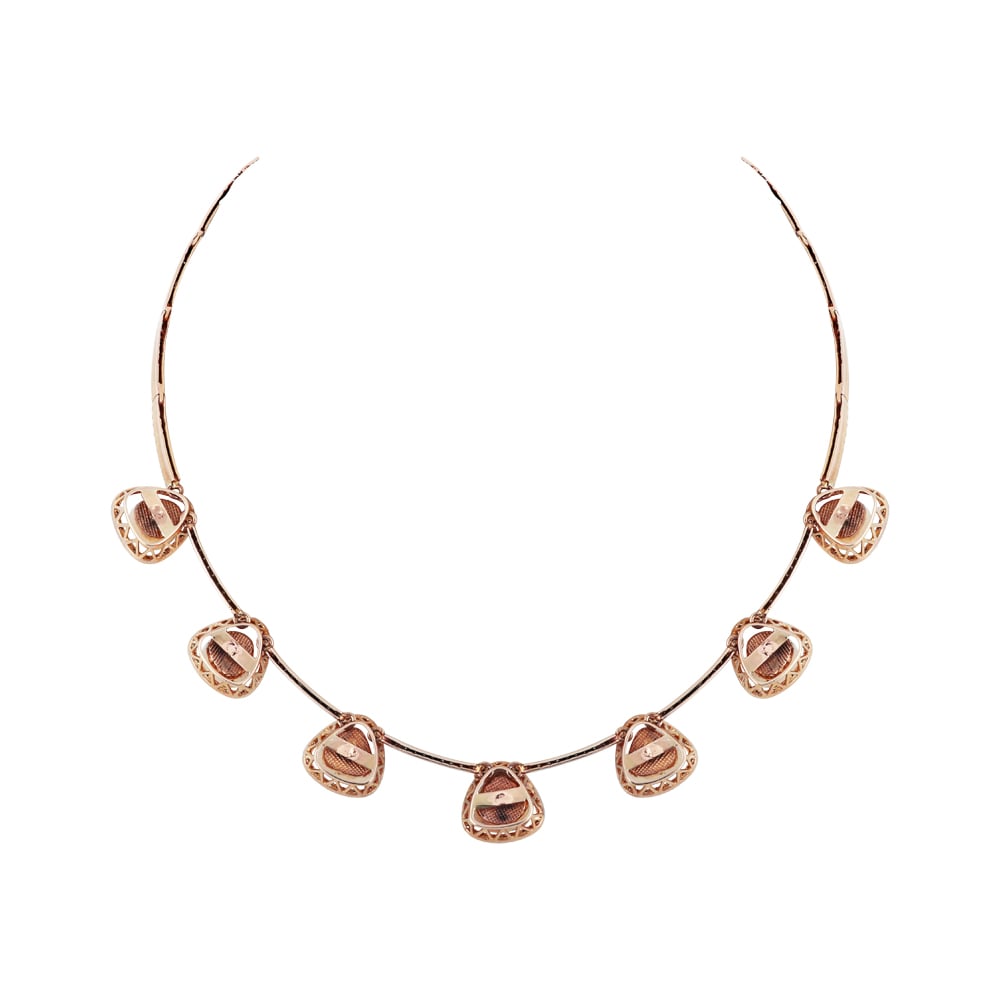 Rose Gold Polki Necklace with Brilliant-Cut Diamond Halo
